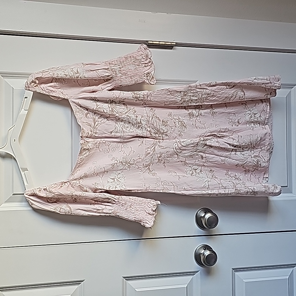Mi Ami Pink and Floral Linen Blend Mini Dress in Women's Size Medium EUC - Picture 3 of 5